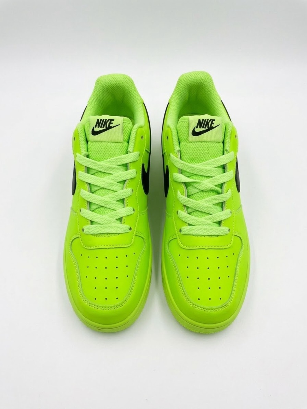 Nike Men's Neon Green Low-Top Sneakers with Black Swoosh